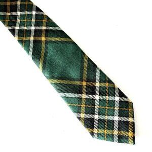 EGDAR Of SCOTLAND Mens Necktie Green Tartan Plaid 100% Pure New Wool Scottish UK